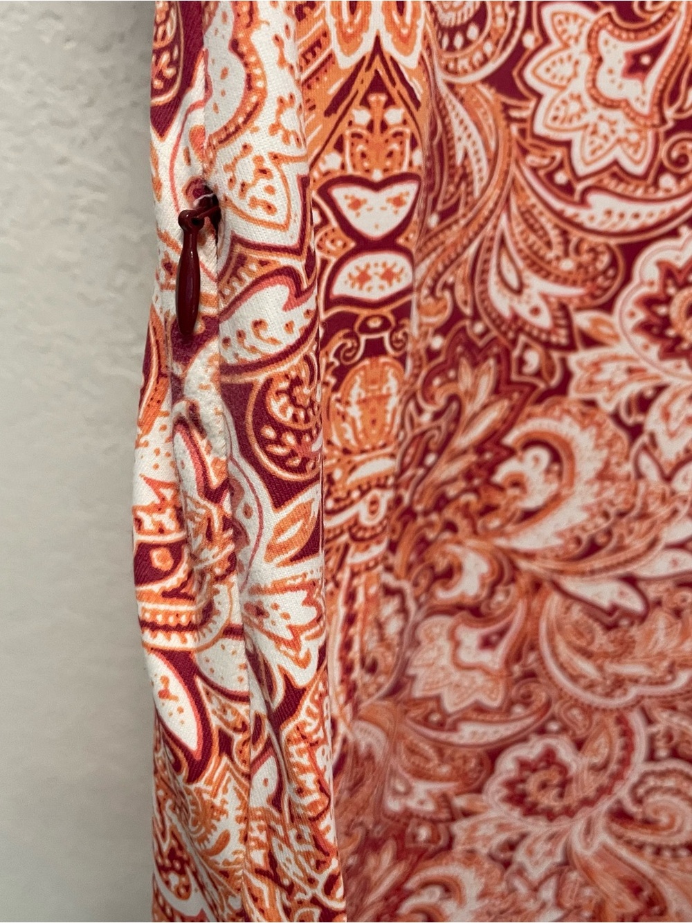 Title Nine Size L Sleeveless Dress Coral Paisley Print V Neck Pockets Casual - Picture 5 of 8